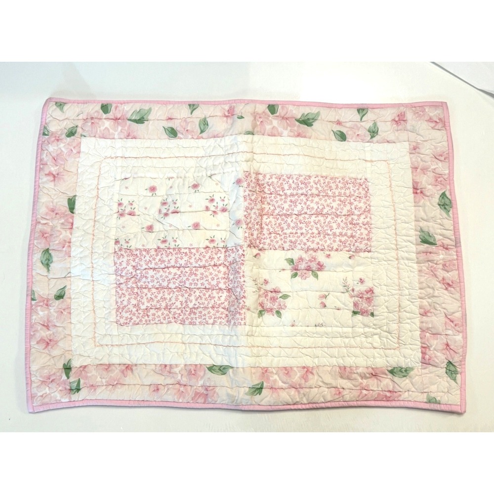Pottery Barn Kids Quilted Pillow Sham Pink Floral 26X18